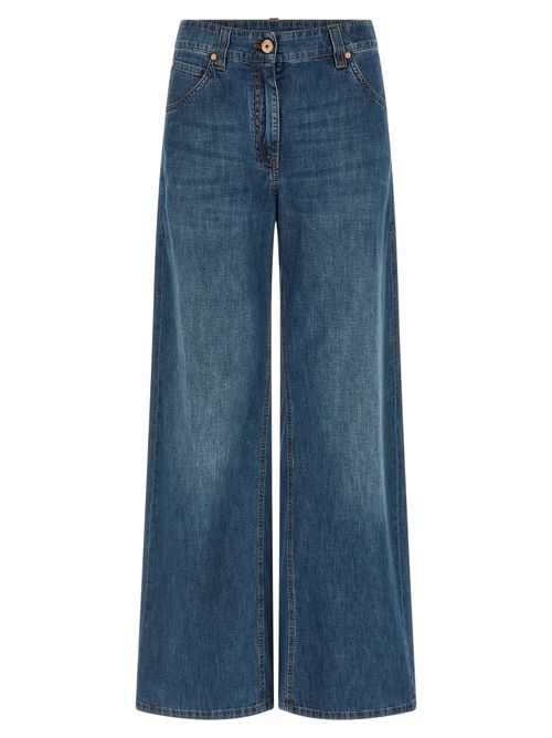 Wide-Leg Cotton Denim Jeans — Blue