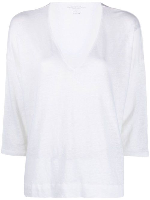 V-neck mélange effect T-shirt - White