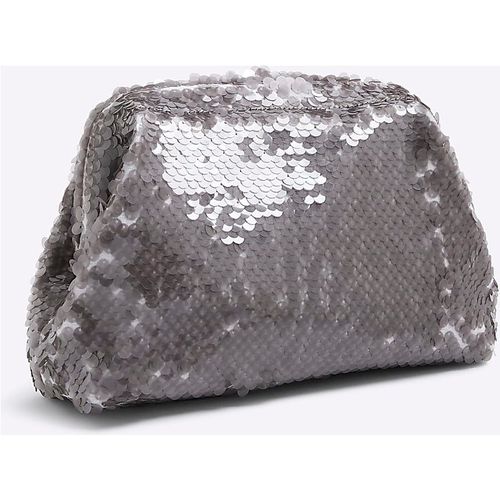 River Island Womens Clutch Bag Silver Sequin - One