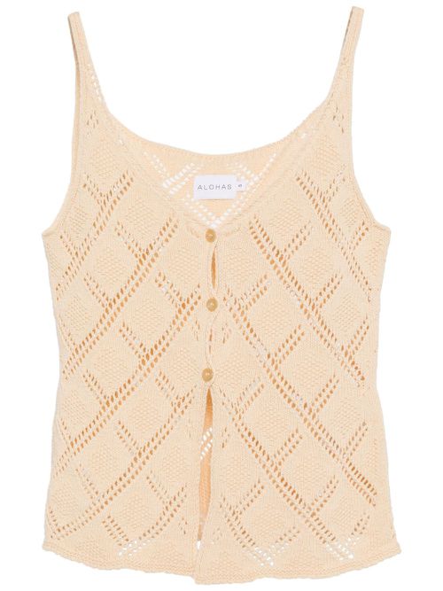Kiss crochet-knit top - Neutrals