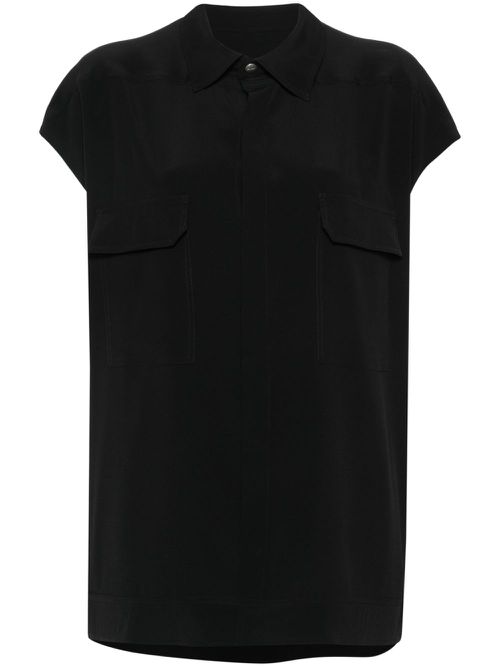 Crepe press-stud vest - Black