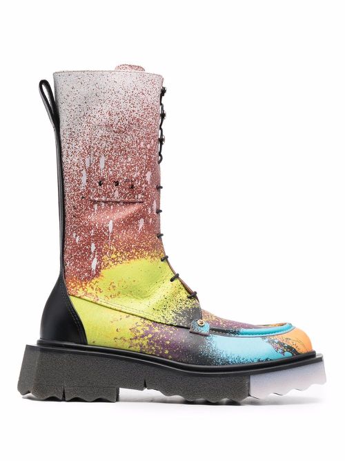 Sponge paint splatter-effect boots - Black