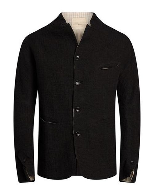Man Blazer Black Size 38 Linen, Cotton, Wool