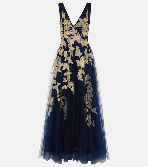 Arcangela appliqué tulle gown