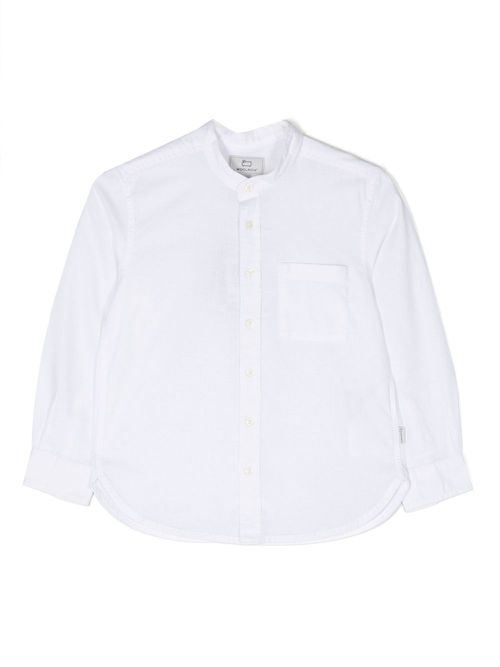 Long-sleeve cotton-blend shirt - White