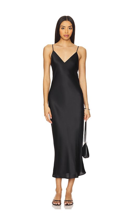 L'AGENCE Seridie Slip Midi Dress in Black. 4. Also
