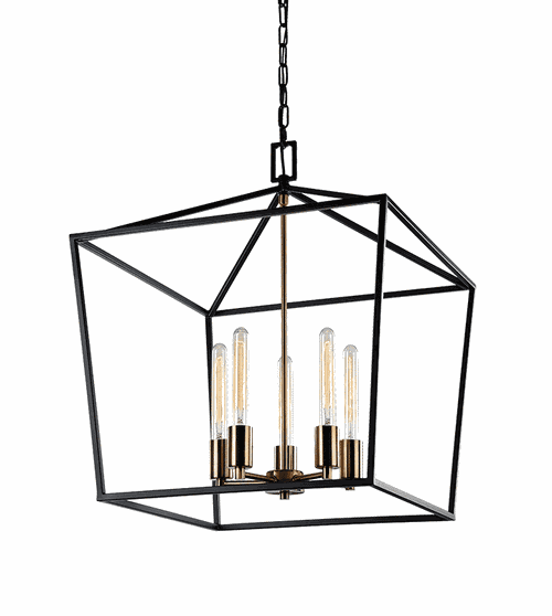 Rusty Black & Aged Gold Brass accents Five Light Chandelier from the Scatola Collection