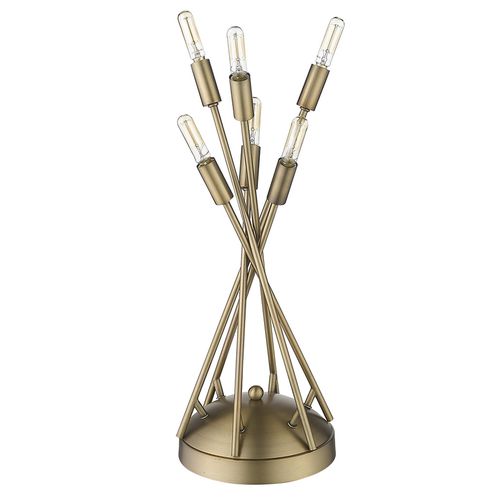 Aged Brass Six Light Table Lamp from the Perret Collection