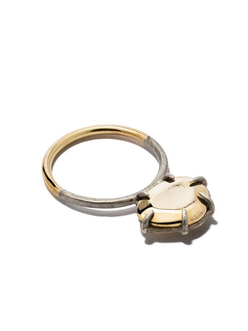 18kt yellow gold oxidized effect ring