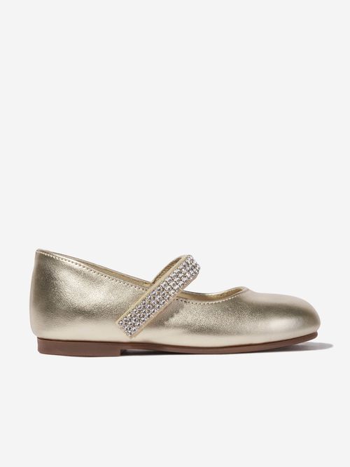 Girls Swarovski Crystals Strap Ballerinas in Gold EU 22 UK 5 By Childsplay Clothing