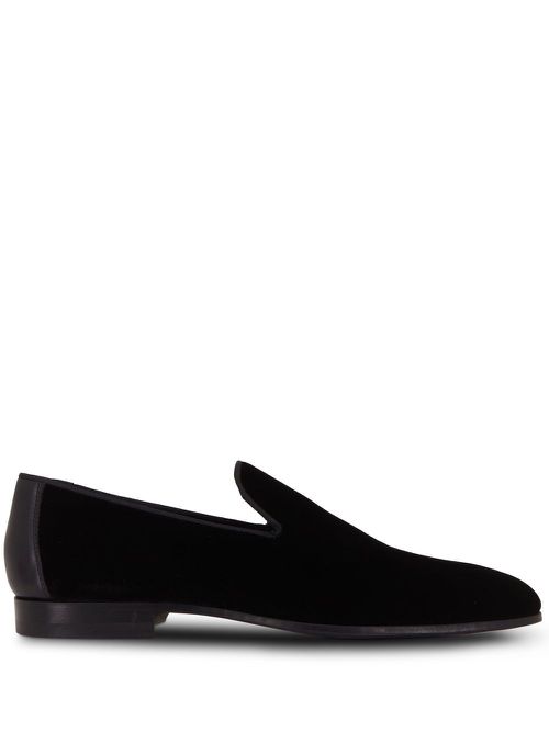 Almond-toe velvet loafers - Black