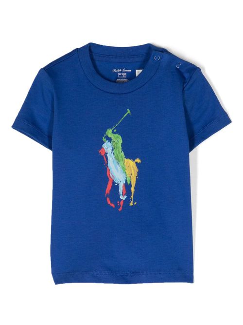 Pony Polo-print cotton T-shirt - Blue
