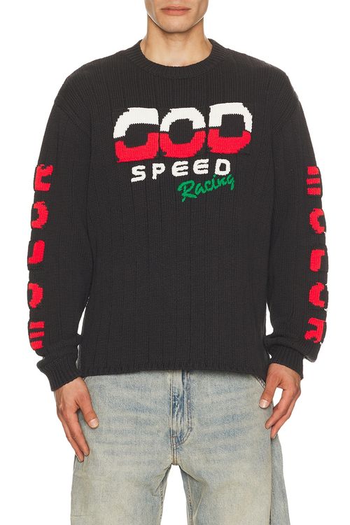 Rice nine ten Knitted Racing Sweater in Black - Black. 2 also