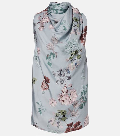 Sleary floral draped silk top