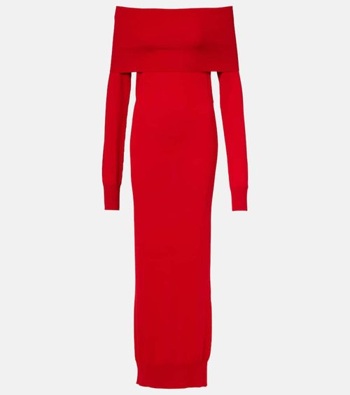 Off-shoulder wool maxi dress