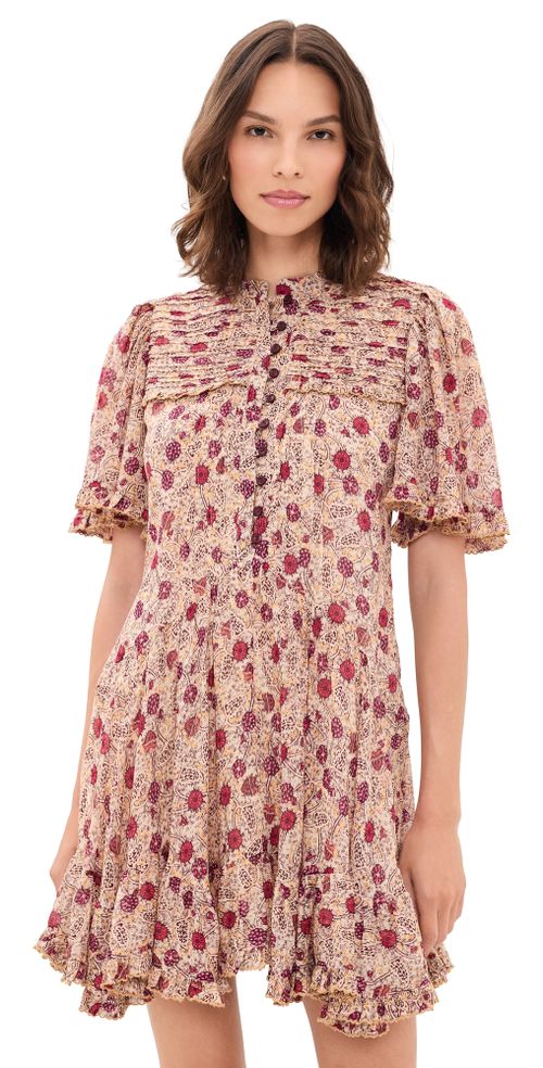 Daynia Dress Ecru/Raspberry