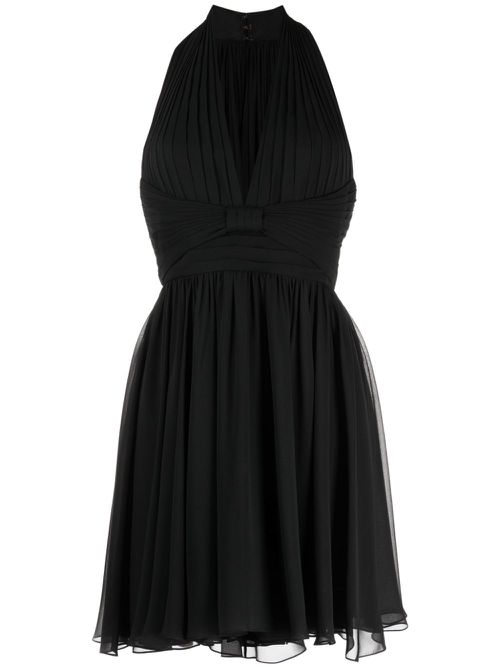 V-neck silk minidress - Black