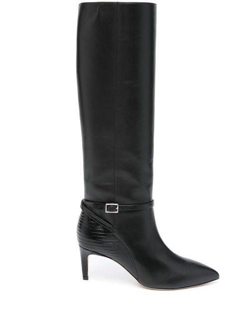 70mm pointed-toe leather boots - Black