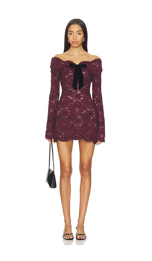 Retrofete Perdita Lace Dress in Burgundy. - S also in L