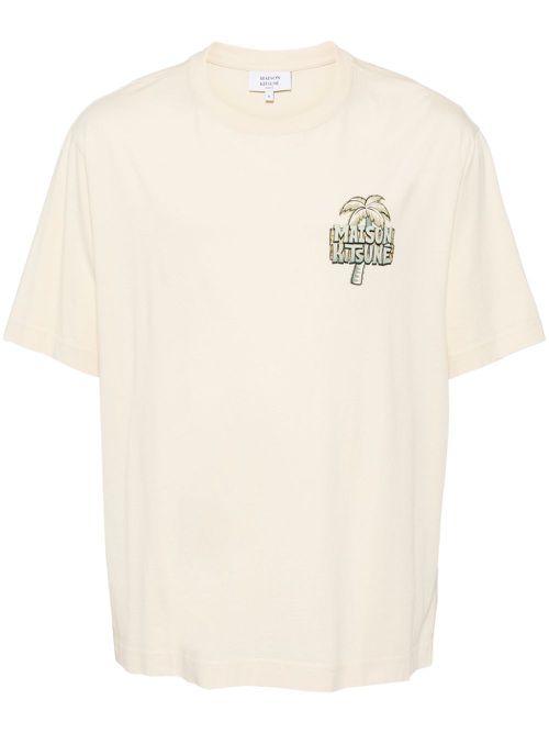 Graphic-print cotton T-shirt - Neutrals