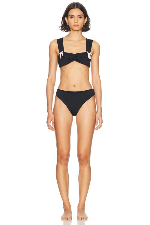 Marlies Grace Capri Bikini Set in Black & Cream Bow - Black.  XS also in L