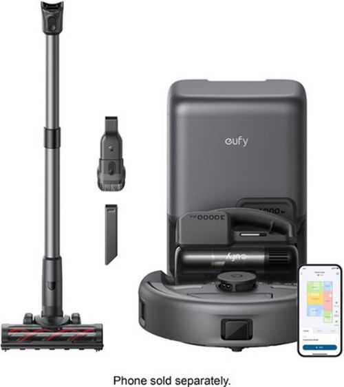 E20 3-in-1 Wi-Fi Connected Robot Vacuum with Auto Emptying, Powerful Max 30,000 pa and Precise Obstacle Avoidance - Black