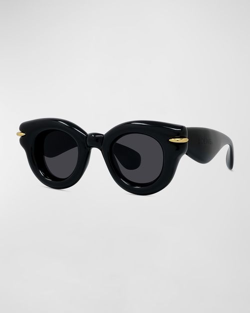 Men's Inflated Pantos Acetate-Nylon Round Sunglasses
