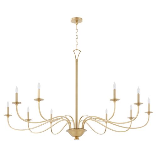 Aged Brass Ten Light Chandelier from the Maryse Collection