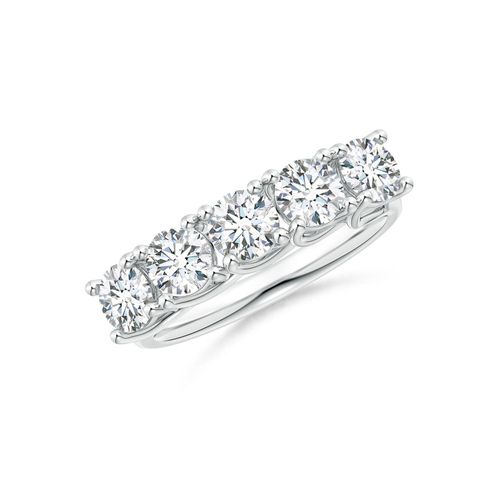 Angara 1.75 Carats Half Eternity Five Stone Diamond Wedding Band in 18K White Gold