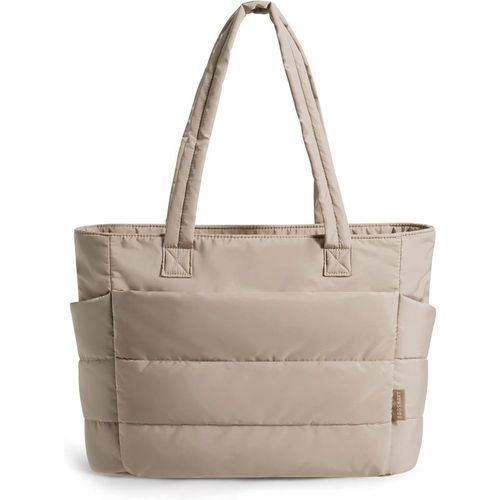 BAGSMART Tote Bag For Women, Lightweight Puffy Tote Bag With Compartments Shoulder Bag Handbag For Travel, Work, Gy