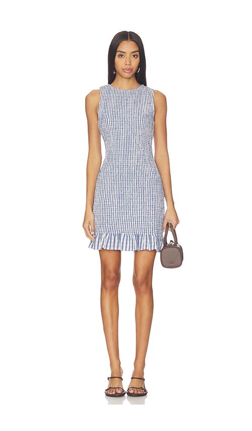 Onia Air Linen Smocked Boatneck Dress in Multi. M also in L