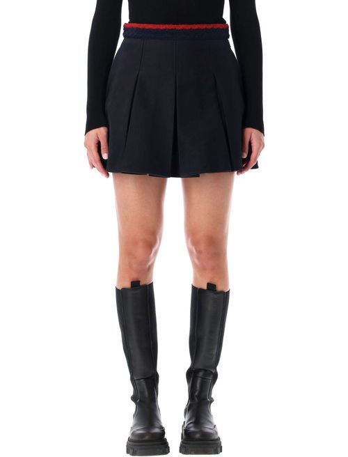 Cotton Gabardine Pleated Mini Skirt