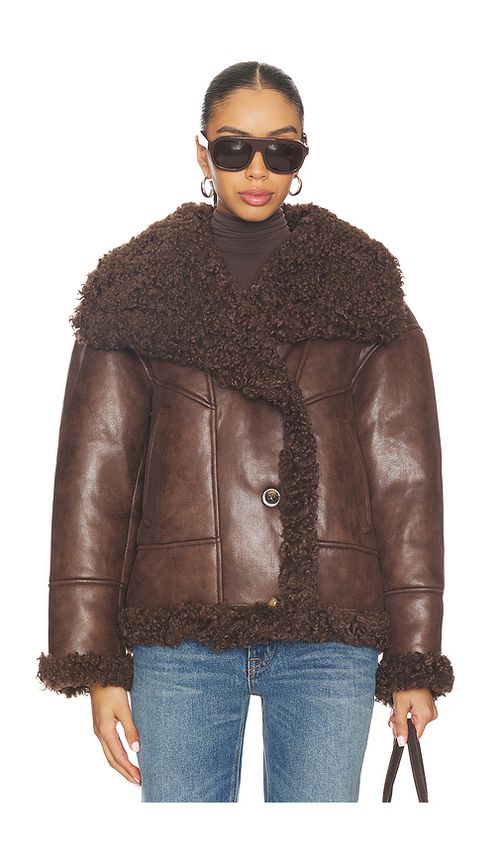 LAMARQUE Demi Faux Fur Jacket in Brown. M also in