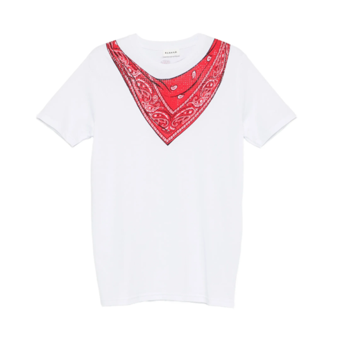 White V-Neck Printed T-Shirt