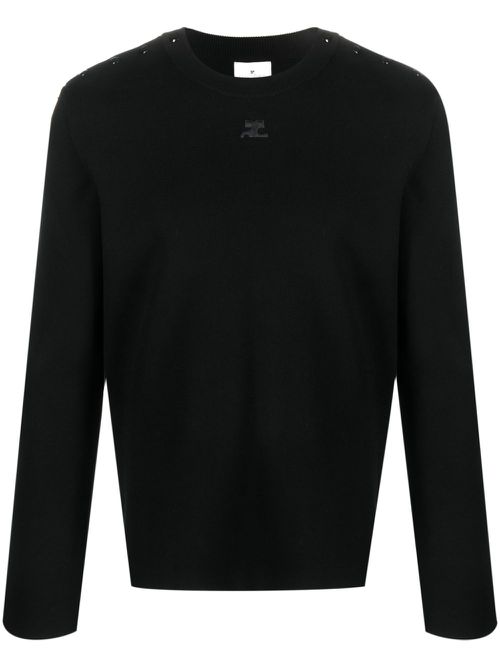 Logo-patch knitted jumper - Black