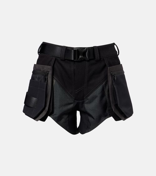 Belted low-rise cotton cargo shorts