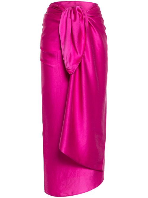 Self-tie silk wrap skirt - Pink
