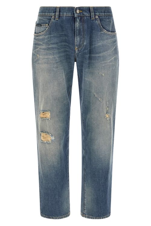 Destroyed Logo Plaque Jeans
