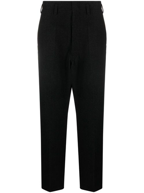 Straight-leg virgin wool-blend trousers - Black