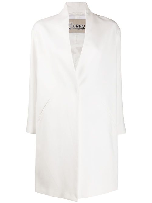 Inverted-lapel single breasted coat - White