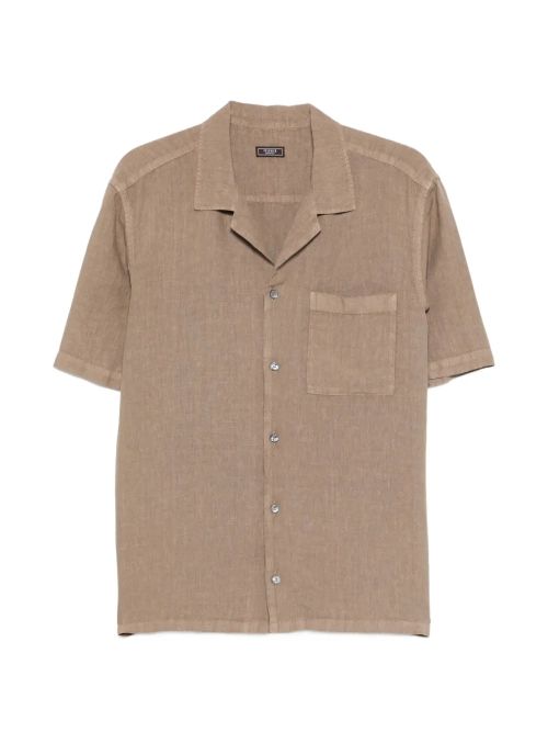 Linen Camp-Collar Shirt — Beige