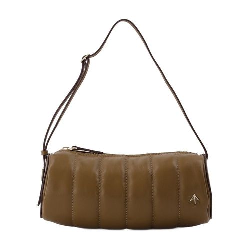 Padded Cylinder Bag In Brown Leather