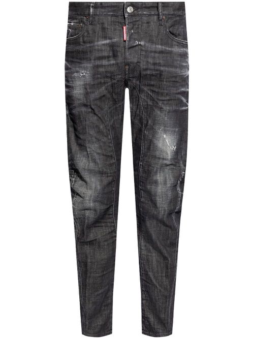 Distressed slim-cut jeans - Black