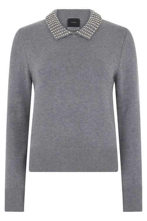 Polo-Collar Wool-Blend Sweater with Ribbed Trims