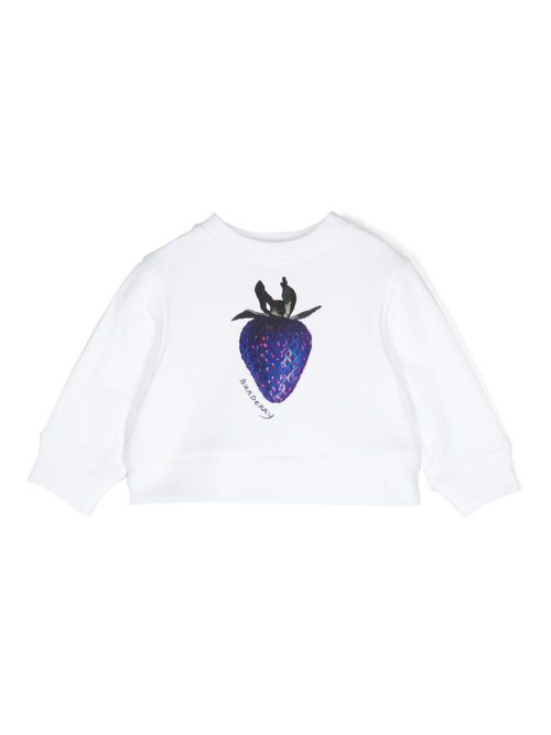Strawberry-print cotton sweatshirt - White