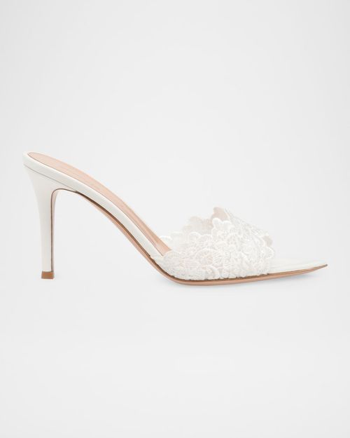 85mm Yvonne Embroidered Mesh Mules