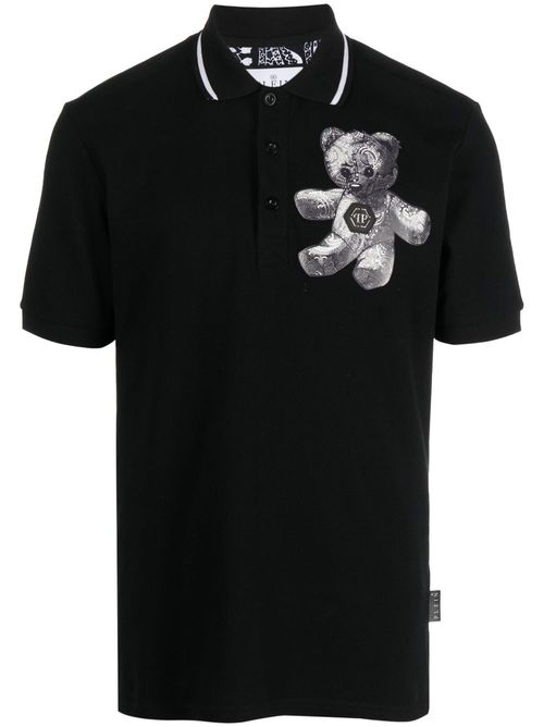 Paisley Teddy Bear polo shirt - Black