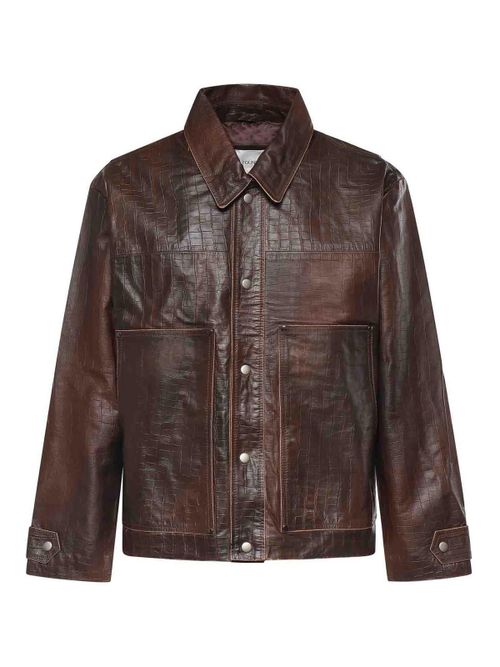 Crocodile-Embossed Leather Jacket