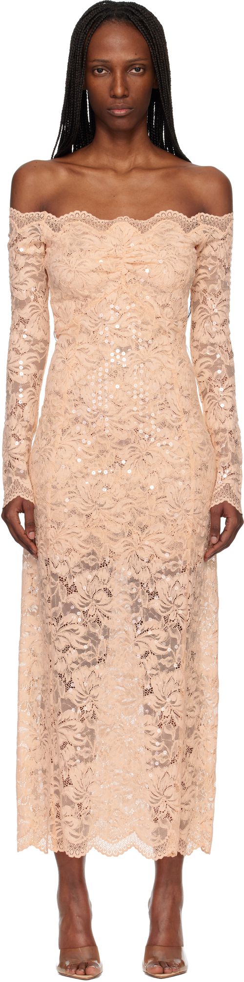 Pink Lace Midi Dress