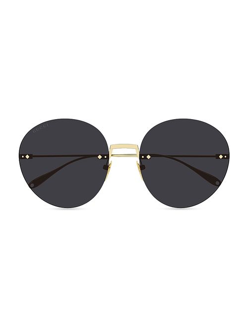 Women's Pure Metal 60MM Rimless Sunglasses - Gold Dark Grey